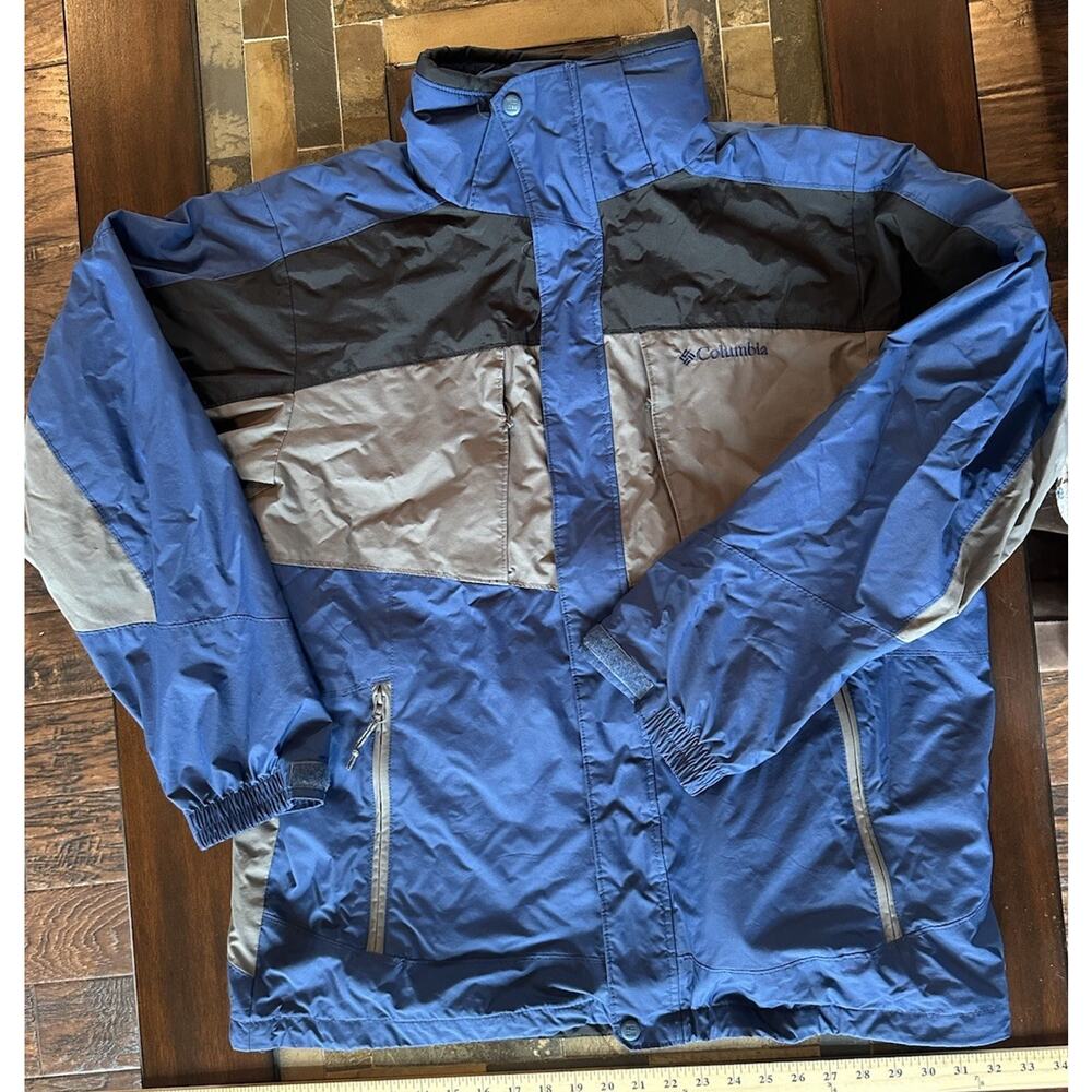 Columbia Interchange‎ Men's Sz L Jacket Coat Parka Waterproof Shell Blue Gray